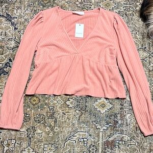 Blush V-Neck Blouse